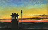 Edward Hopper Famous Paintings - Railroad Sunset
